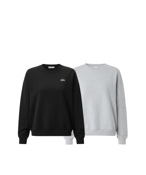 [ALO] 알로요가 아콜레이드 크루넥 풀오버 맨투맨_블랙 XS